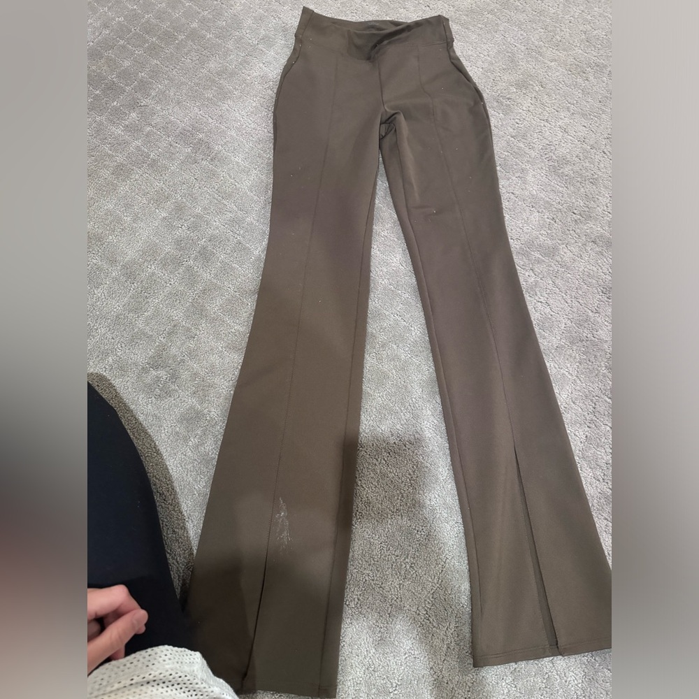 ALO Yoga Women's Olive Green Flared Track Pants